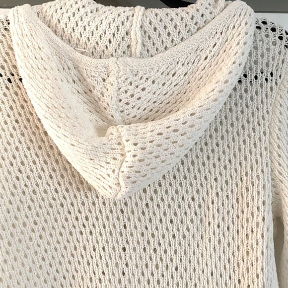Artelier Nicole Miller Crochet Knit Zipper Hoodie Off-White Wms Sz M NWT - Picture 5 of 8